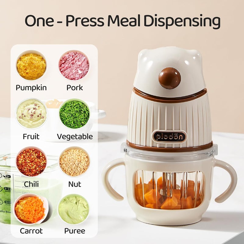 Plodon Baby food processor, 15-in-1 baby food processor set, suitable for fruits, vegetables, and meat, compatible with stage-based recipes, separator, silicone spoon, scraper, (WHITE） - Image 5